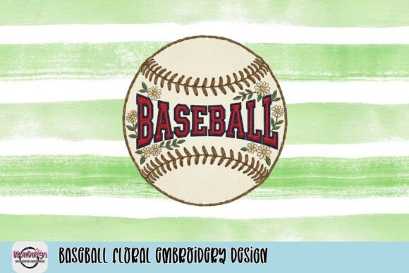Baseball Floral Embroidery Design: A Sporty Elegance for Modern Projects