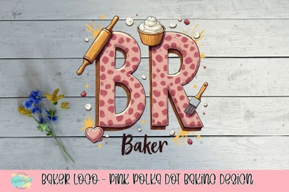Charming Baker Logo: Pink Polka Dot Baking Design