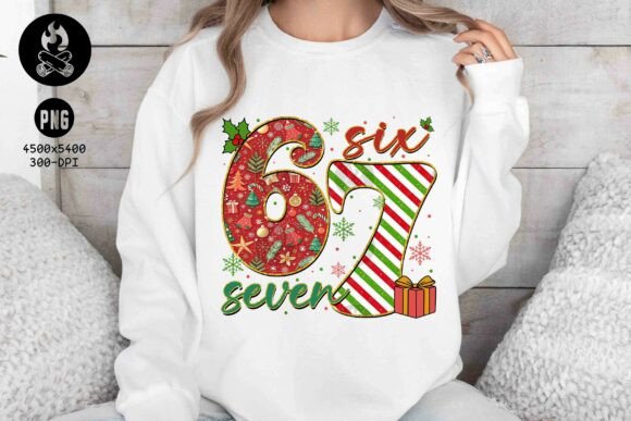 Festive Design Assets: Christmas Number 6 7 PNG