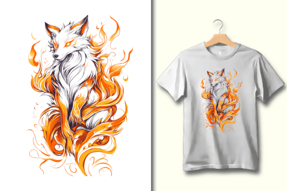 Fox Fire Spirit PNG Sublimation Design: A Mythical Asset for Modern Creators