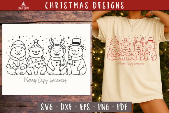 Funny Christmas Capybara SVG Design for Festive Projects