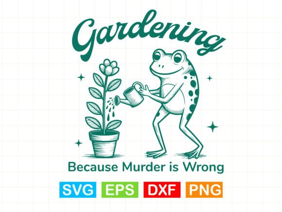 Gardening Frog SVG: Funny Retro Design
