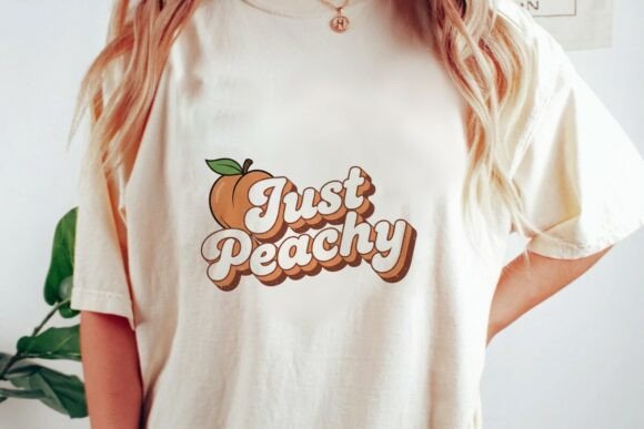 Just Peachy Retro Groovy Design PNG: Vintage Charm for Modern Projects