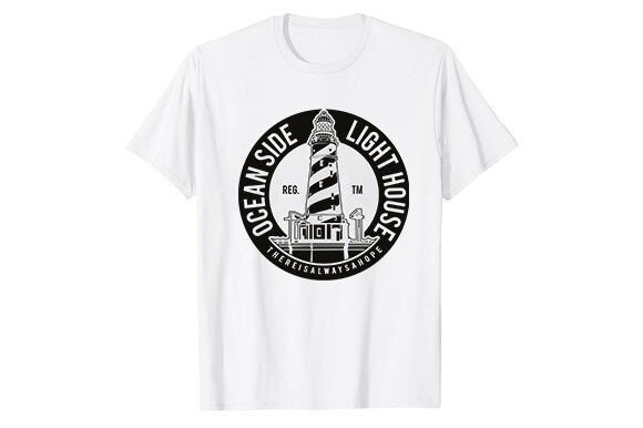Ocean Side Lighthouse T-shirt Design: Coastal Charm Meets Pro Design