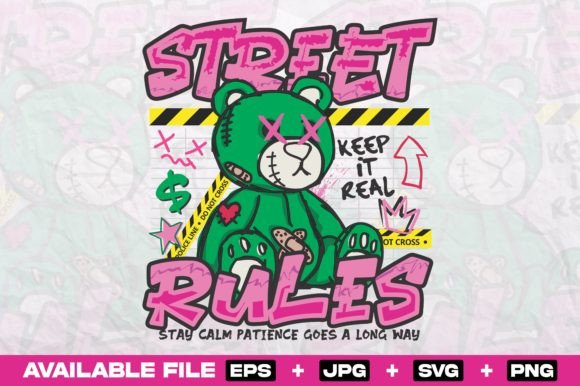 Street Rules Graffiti Bear SVG: Urban Design Asset