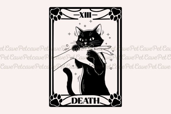 Tarot Card Death Design Funny Cat PNG for Creative Projects